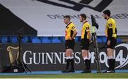 04 June 2021; Referee Frank Murphy and his officials review a decision during the Guinness PRO14 Rainbow Cup match between Glasgow Warriors and Leinster at Scotstoun Stadium in Glasgow, Scotland. Photo by Ross MacDonald/Sportsfile
