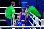 4 June 2021; Aoife O'Rourke of Ireland during her middleweight 75kg round of 16 bout on day one of the Road to Tokyo European Boxing Olympic qualifying event at Le Grand Dome in Paris, France. Photo by Baptiste Fernandez/Sportsfile