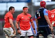 28 May 2021; CJ Stander of Munster, right, and team-mate Tommy O’Donnell during the Guinness PRO14 Rainbow Cup match between Munster and Cardiff Blues at Thomond Park in Limerick. Photo by Piaras Ó Mídheach/Sportsfile