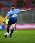 28 May 2021; Jarrod Evans of Cardiff Blues takes a kick during the Guinness PRO14 Rainbow Cup match between Munster and Cardiff Blues at Thomond Park in Limerick. Photo by Piaras Ó Mídheach/Sportsfile