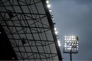 28 May 2021; A general view of floodlights during the Guinness PRO14 Rainbow Cup match between Munster and Cardiff Blues at Thomond Park in Limerick. Photo by Piaras Ó Mídheach/Sportsfile
