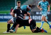 4 June 2021; Michael Bent of Leinster is tackled by Fraser Brown during the Guinness PRO14 Rainbow Cup match between Glasgow Warriors and Leinster at Scotstoun Stadium in Glasgow, Scotland. Photo by Ross MacDonald/Sportsfile