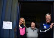 5 June 2021; Tuck shop workers, from left, Anne Jackson, Jojo McConnell and Sinead Lagan prior to the Allianz Hurling League Division 1 Group B Round 4 match between Antrim and Wexford at Corrigan Park in Belfast. Photo by David Fitzgerald/Sportsfile