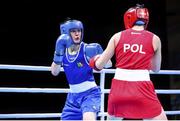 4 June 2021; Kellie Harrington of Ireland, left, and Aneta Rygielska of Poland in their lightweight 60kg bout on day one of the Road to Tokyo European Boxing Olympic qualifying event at Le Grand Dome in Paris, France. Photo by Sportsfile