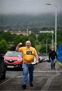 5 June 2021; Antrim supporter Sean O'Reilly, from Belfast, arrives prior to the Allianz Hurling League Division 1 Group B Round 4 match between Antrim and Wexford at Corrigan Park in Belfast. Photo by David Fitzgerald/Sportsfile