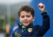 5 June 2021; Antrim supporter Aidan Logan, age 8, from Belfast, arrives prior to the Allianz Hurling League Division 1 Group B Round 4 match between Antrim and Wexford at Corrigan Park in Belfast. Photo by David Fitzgerald/Sportsfile