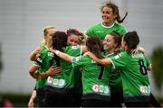 5 June 2021; Áine O'Gorman of Peamount United is congratulated by her team-mates after scoring the second goal during the SSE Airtricity Women's National League match between Peamount United and Wexford Youths at PLR Park in Greenogue, Dublin. Photo by Matt Browne/Sportsfile