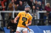 5 June 2021; Keelan Molloy of Antrim watches his shot go over to equalise the game during the Allianz Hurling League Division 1 Group B Round 4 match between Antrim and Wexford at Corrigan Park in Belfast. Photo by David Fitzgerald/Sportsfile