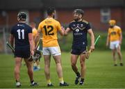5 June 2021; Diarmuid O'Keeffe of Wexford and Neil McManus of Antrim shake hands following the Allianz Hurling League Division 1 Group B Round 4 match between Antrim and Wexford at Corrigan Park in Belfast. Photo by David Fitzgerald/Sportsfile