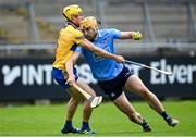 5 June 2021; Ronan Hayes of Dublin is tackled by Rory Hayes of Clare during the Allianz Hurling League Division 1 Group B Round 4 match between Dublin and Clare at Parnell Park in Dublin. Photo by Piaras Ó Mídheach/Sportsfile