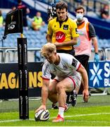 5 June 2021; Rob Lyttle of Ulster scores a second half try during the Guinness PRO14 Rainbow Cup match between Edinburgh and Ulster at BT Murrayfield Stadium in Edinburgh, Scotland. Photo by Paul Devlin/Sportsfile