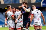 5 June 2021;Adam McBurney of Ulster celebrates his first half try during the Guinness PRO14 Rainbow Cup match between Edinburgh and Ulster at BT Murrayfield Stadium in Edinburgh, Scotland. Photo by Paul Devlin/Sportsfile