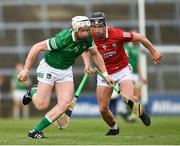 5 June 2021; Cian Lynch of Limerick is tackled by Daire Connery of Cork during the Allianz Hurling League Division 1 Group A Round 4 match between Limerick and Cork at LIT Gaelic Grounds in Limerick. Photo by Ray McManus/Sportsfile