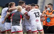 5 June 2021; Ian Madigan of Ulster celebrates his winning penalty with team-mates after the Guinness PRO14 Rainbow Cup match between Edinburgh and Ulster at BT Murrayfield Stadium in Edinburgh, Scotland. Photo by Paul Devlin/Sportsfile