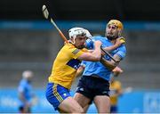 5 June 2021; Conor Cleary of Clare is tackled by Ronan Hayes of Dublin during the Allianz Hurling League Division 1 Group B Round 4 match between Dublin and Clare at Parnell Park in Dublin. Photo by Piaras Ó Mídheach/Sportsfile