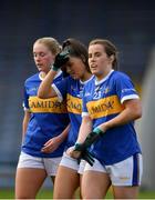 5 June 2021; Ava Fennessy of Tipperary, centre, with team-mates Courtney Lonergan, left, and Katie Cunningham following their side's defeat in the Lidl Ladies Football National League Division 1B Round 3 match between Tipperary and Dublin at Semple Stadium in Thurles, Tipperary. Photo by Seb Daly/Sportsfile