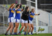 5 June 2021; Tipperary goalkeeper Lauren Fitzpatrick, with team-mates, from left, Emma Cronin, Lucy Spillane and Elaine Kelly, defend a free during the Lidl Ladies Football National League Division 1B Round 3 match between Tipperary and Dublin at Semple Stadium in Thurles, Tipperary. Photo by Seb Daly/Sportsfile