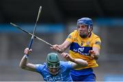 5 June 2021; Shane O'Donnell of Clare tackles James Madden of Dublin, before O'Donnell was shown a yellow card, during the Allianz Hurling League Division 1 Group B Round 4 match between Dublin and Clare at Parnell Park in Dublin. Photo by Piaras Ó Mídheach/Sportsfile