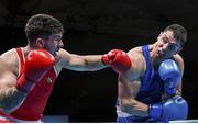 5 June 2021; Gytis Lisinskas of Ireland, left, and Petar Belberov of Bulgaria during their super-heavyweight +91kg round of 16 bout on day two of the Road to Tokyo European Boxing Olympic qualifying event at Le Grand Dome in Paris, France. Photo by Sportsfile