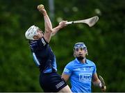 5 June 2021; Dublin goalkeeper catches the sliotar ahead of team-mate Eoghan O'Donnell during the Allianz Hurling League Division 1 Group B Round 4 match between Dublin and Clare at Parnell Park in Dublin. Photo by Piaras Ó Mídheach/Sportsfile
