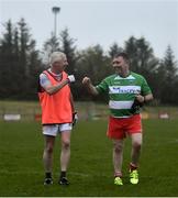 10 June 2021; Neil McManus, left, and Darren McGovern at the GAA for Dads & Lads Launch at St. Patricks GFC in Donagh, Fermanagh. Photo by David Fitzgerald/Sportsfile