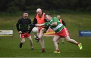 10 June 2021; Seamus McMahon in action against Darren McGovern at the GAA for Dads & Lads Launch at St. Patricks GFC in Donagh, Fermanagh. Photo by David Fitzgerald/Sportsfile