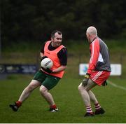 10 June 2021; Seamus Sweeney in action against Ciaran McMahon at the GAA for Dads & Lads Launch at St. Patricks GFC in Donagh, Fermanagh. Photo by David Fitzgerald/Sportsfile