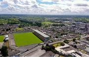 6 June 2021; An aerial view of Bord na Móna O'Connor Park before the Allianz Hurling League Division 2A Round 4 match between Offaly and Down at Bord na Móna O'Connor Park in Tullamore, Offaly. Photo by Sam Barnes/Sportsfile