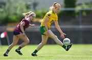 6 June 2021; Evelyn McGinley of Donegal in action against Andrea Trill of Galway during the Lidl Ladies Football National League match between Galway and Donegal at Tuam Stadium in Tuam, Galway. Photo by Piaras Ó Mídheach/Sportsfile