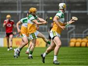 6 June 2021; Liam Langton of Offaly shoots to score his side's second goal during the Allianz Hurling League Division 2A Round 4 match between Offaly and Down at Bord na Móna O'Connor Park in Tullamore, Offaly. Photo by Sam Barnes/Sportsfile