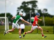 6 June 2021; Darren Geoghegan of Louth in action against Mark Slevin of Fermanagh during the Allianz Hurling League Roinn 3B match between Louth and Fermanagh at Louth Centre of Excellence in Darver, Louth. Photo by David Fitzgerald/Sportsfile