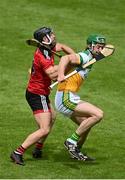 6 June 2021; Ben Conneely of Offaly in action against Ryan McCusker of Down during the Allianz Hurling League Division 2A Round 4 match between Offaly and Down at Bord na Móna O'Connor Park in Tullamore, Offaly. Photo by Sam Barnes/Sportsfile