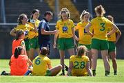6 June 2021; Donegal manager Maxi Curran speaks to his players after their victory in the Lidl Ladies Football National League match between Galway and Donegal at Tuam Stadium in Tuam, Galway. Photo by Piaras Ó Mídheach/Sportsfile