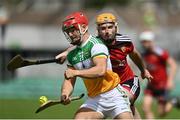 6 June 2021; Luke O'Connor of Offaly in action against Matt Conlon of Down during the Allianz Hurling League Division 2A Round 4 match between Offaly and Down at Bord na Móna O'Connor Park in Tullamore, Offaly. Photo by Sam Barnes/Sportsfile