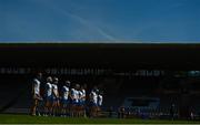 6 June 2021; The Waterford team during the playing of the National Anthem prior to the during the Allianz Hurling League Division 1 Group A Round 4 match between Galway and Waterford at Pearse Stadium in Galway. Photo by Ramsey Cardy/Sportsfile