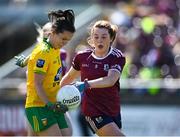 6 June 2021; Geraldine McLaughlin of Donegal in action against Laura Ahearne of Galway during the Lidl Ladies Football National League match between Galway and Donegal at Tuam Stadium in Tuam, Galway. Photo by Piaras Ó Mídheach/Sportsfile
