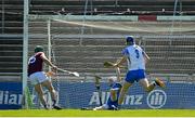 6 June 2021; Brian Concannon of Galway shoots to score his side's third goal during the Allianz Hurling League Division 1 Group A Round 4 match between Galway and Waterford at Pearse Stadium in Galway. Photo by Ramsey Cardy/Sportsfile