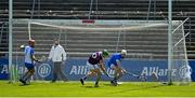 6 June 2021; Adrian Tuohey of Galway shoots to score his side's first goal during the Allianz Hurling League Division 1 Group A Round 4 match between Galway and Waterford at Pearse Stadium in Galway. Photo by Ramsey Cardy/Sportsfile