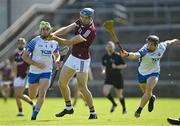 6 June 2021; Conor Cooney of Galway in action against Shane McNulty, left, and Jamie Barron of Waterford during the Allianz Hurling League Division 1 Group A Round 4 match between Galway and Waterford at Pearse Stadium in Galway. Photo by Ramsey Cardy/Sportsfile