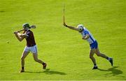 6 June 2021; Cathal Mannion of Galway in action against Shane Fives of Waterford during the Allianz Hurling League Division 1 Group A Round 4 match between Galway and Waterford at Pearse Stadium in Galway. Photo by Ramsey Cardy/Sportsfile