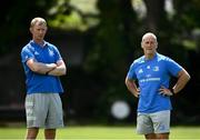 7 June 2021; Leinster head coach Leo Cullen, left, and senior coach Stuart Lancaster during squad training at UCD in Dublin. Photo by David Fitzgerald/Sportsfile