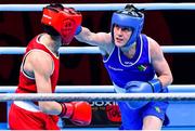 7 June 2021; Michaela Walsh of Ireland, right, and Stanimira Petrova of Bulgaria during their featherweight semi-final bout on day four of the Road to Tokyo European Boxing Olympic qualifying event at Le Grand Dome in Paris, France. Photo by Baptiste Fernandez/Sportsfile