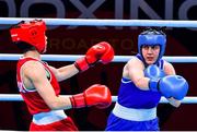 7 June 2021; Michaela Walsh of Ireland, right, and Stanimira Petrova of Bulgaria during their featherweight semi-final bout on day four of the Road to Tokyo European Boxing Olympic qualifying event at Le Grand Dome in Paris, France. Photo by Baptiste Fernandez/Sportsfile