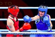 7 June 2021; Kellie Harrington of Ireland, right, and Esra Yildiz of Turkey in their lightweight 60kg semi-final bout on day four of the Road to Tokyo European Boxing Olympic qualifying event at Le Grand Dome in Paris, France. Photo by Baptiste Fernandez/Sportsfile