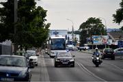 7 June 2021; The Republic of Ireland team buses arrive for a Republic of Ireland training session at Szusza Ferenc Stadion in Budapest, Hungary. Photo by Alex Nicodim/Sportsfile