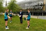8 June 2021; Tom Parsons, recently appointed CEO of the GPA, pictured with, from left, Maynooth University GAA players Kilkenny hurler Conor Drennan, Meath footballer Mary Kate Lynch and Kildare footballer Shane O'Sullivan at the launch of the new scholarship agreement between the Gaelic Players Association (GPA) and Maynooth University. Under the agreement, four fully-funded scholarships will be available to inter-county players annually, with successful applicants to be known as ‘Maynooth University/GPA Scholars’. Photo by Matt Browne/Sportsfile