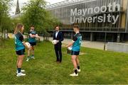 8 June 2021; Tom Parsons, recently appointed CEO of the GPA, pictured with, from left, Maynooth University GAA players Kilkenny hurler Conor Drennan, Meath footballer Mary Kate Lynch and Kildare footballer Shane O'Sullivan at the launch of the new scholarship agreement between the Gaelic Players Association (GPA) and Maynooth University. Under the agreement, four fully-funded scholarships will be available to inter-county players annually, with successful applicants to be known as ‘Maynooth University/GPA Scholars’. Photo by Matt Browne/Sportsfile