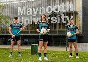 8 June 2021; Maynooth University GAA players Meath Ladies footballer Mary Kate Lynch with, from left, Kilkenny hurler Conor Drennan and Kildare footballer Shane O'Sullivan at the launch of the new scholarship agreement between the Gaelic Players Association (GPA) and Maynooth University. Under the agreement, four fully-funded scholarships will be available to inter-county players annually, with successful applicants to be known as ‘Maynooth University/GPA Scholars’. Photo by Matt Browne/Sportsfile