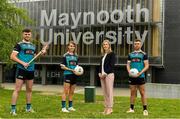 8 June 2021; Jenny Duffy, GAA Development Manager at Maynooth University, pictured with, from left, Maynooth University GAA players Kilkenny hurler Conor Drennan, Meath footballer Mary Kate Lynch and Kildare footballer Shane O'Sullivan at the launch of the new scholarship agreement between the Gaelic Players Association (GPA) and Maynooth University. Under the agreement, four fully-funded scholarships will be available to inter-county players annually, with successful applicants to be known as ‘Maynooth University/GPA Scholars’. Photo by Matt Browne/Sportsfile
