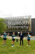 8 June 2021; Tom Parsons, recently appointed CEO of the GPA, pictured with, from left, Maynooth University GAA players Kilkenny hurler Conor Drennan, Meath footballer Mary Kate Lynch and Kildare footballer Shane O'Sullivan at the launch of the new scholarship agreement between the Gaelic Players Association (GPA) and Maynooth University. Under the agreement, four fully-funded scholarships will be available to inter-county players annually, with successful applicants to be known as ‘Maynooth University/GPA Scholars’. Photo by Matt Browne/Sportsfile